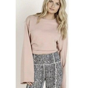 Varley Weymouth Size XS Oversized Sleeve Open Tie Back Sweatshirt Pink  Top